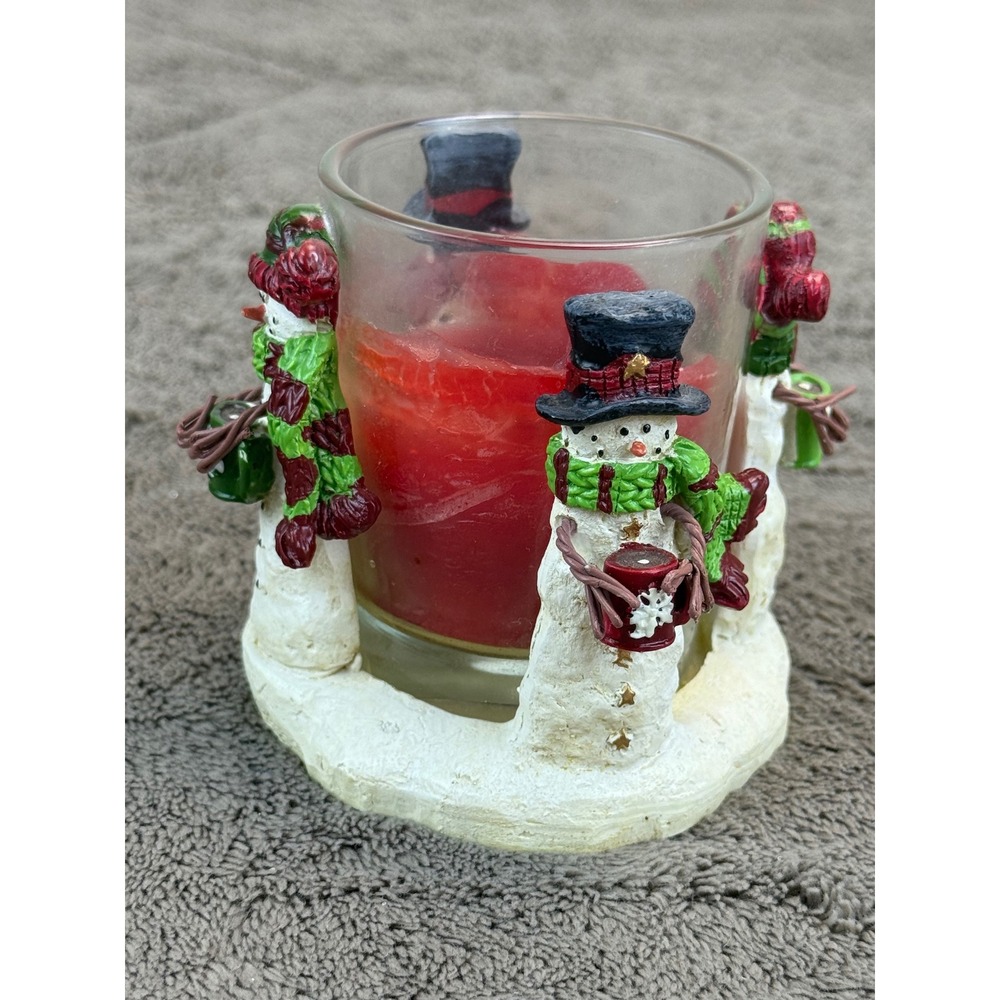 Yankee Candle 2012 Circle Snowman Votive Candle Holder Holiday Winter Decor
